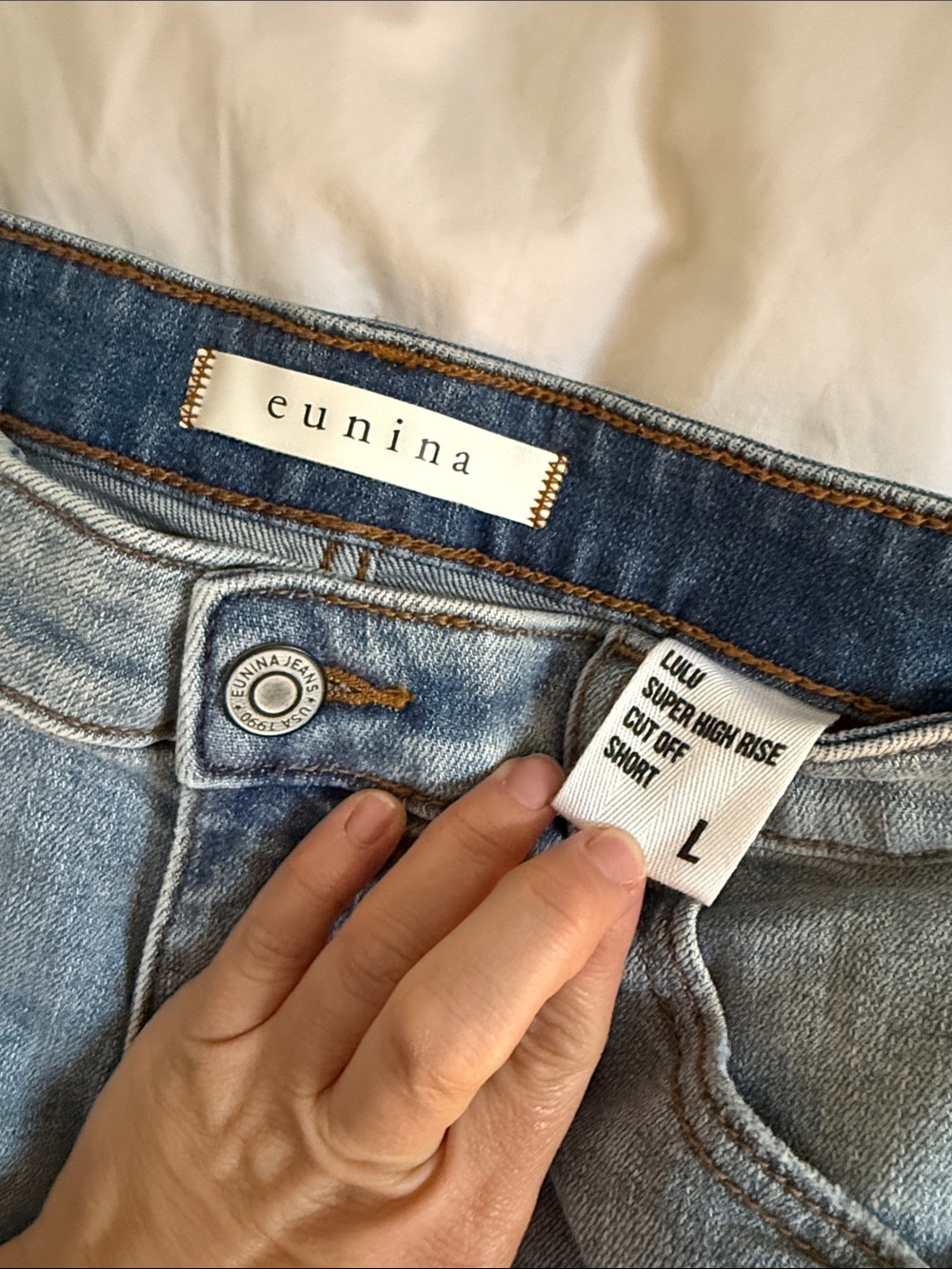 eunina Light Blue Distressed Denim Shorts - Picture 2 of 3
